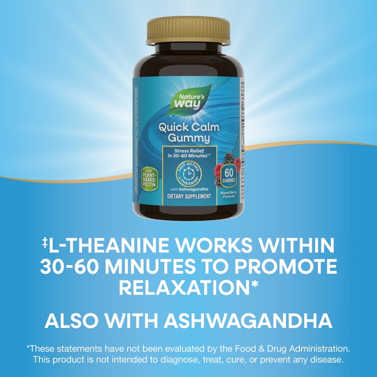 Nature's Way, Quick Calm, жевательная таблетка, со вкусом ягодного ассорти, 60 жевательных таблеток