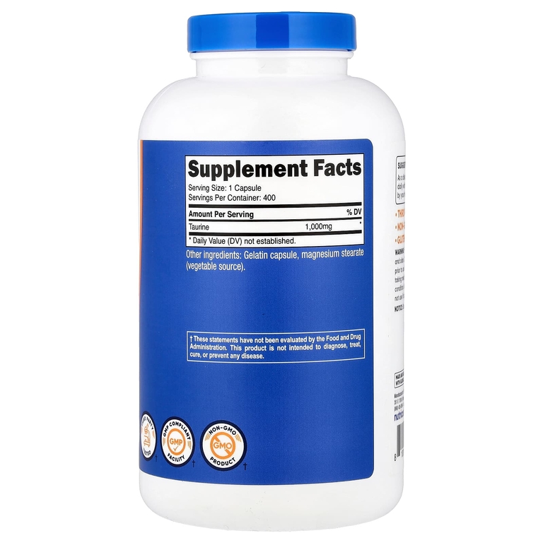 Nutricost, Таурин, 1000 мг, 400 капсул