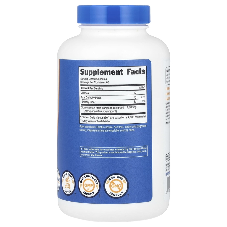 Nutricost, Экстракт корня глюкоманнана конжака, 180 капсул (600 мг в 1 капсуле)