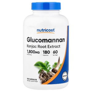 Nutricost, Экстракт корня глюкоманнана конжака, 180 капсул (600 мг в 1 капсуле)