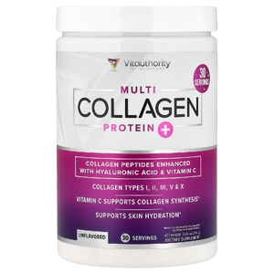 Vitauthority, Collagen Protein+, коллаген нескольких типов, без добавок, 234 г (8,26 унции)