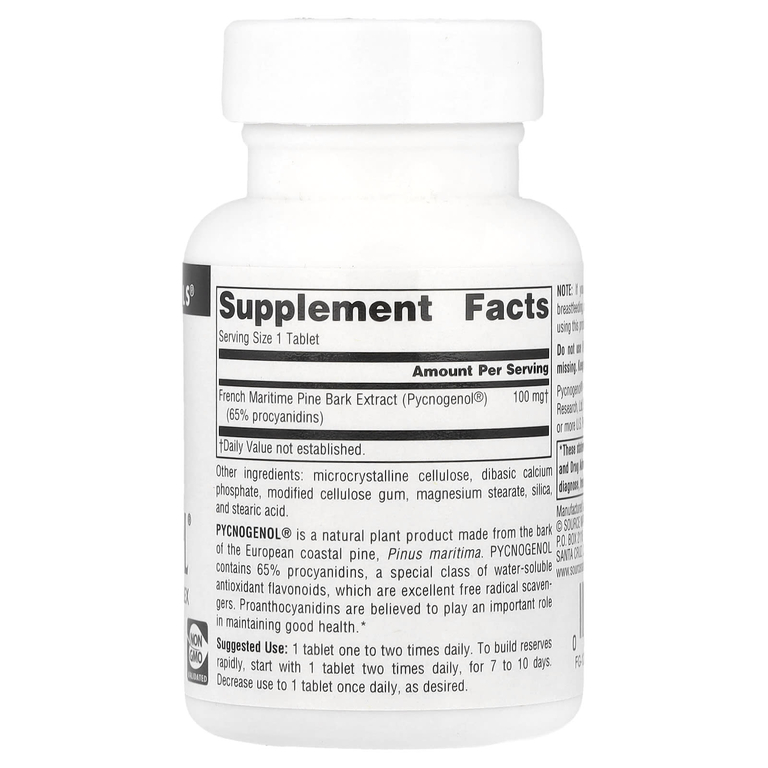 Source Naturals, Экстракт коры французской приморской сосны Pycnogenol®, 100 мг, 60 таблеток