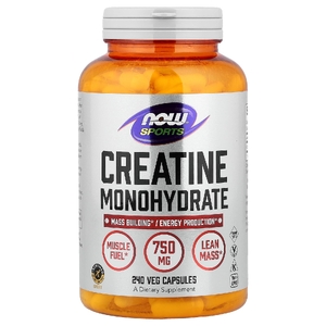 NOW Foods, Sports, моногидрат креатина, 750 мг, 240 вегетарианских капсул