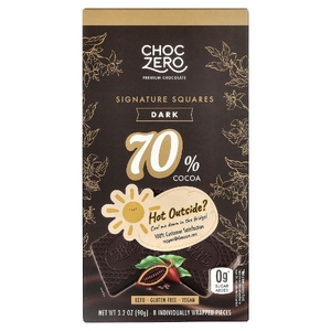 ChocZero, Signature Squares, темный шоколад, 70% какао, 8 квадратиков, 90 г (3,2 унции)
