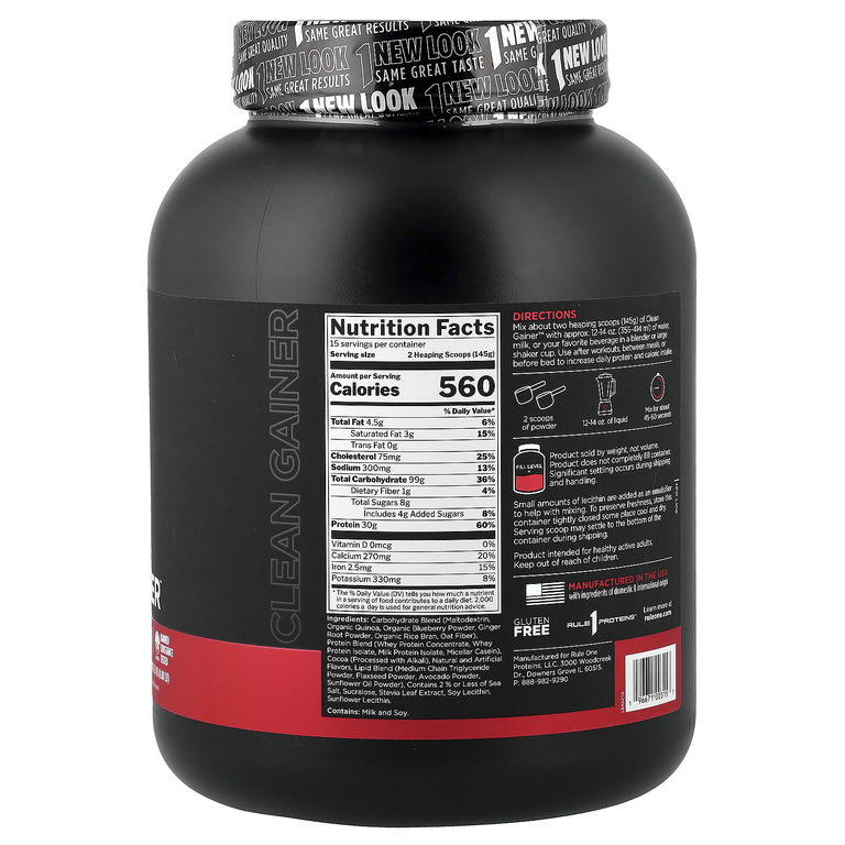 Rule One Proteins, Clean Gainer, со вкусом шоколада и арахисовой пасты, 2,18 кг (4,80 фунта)