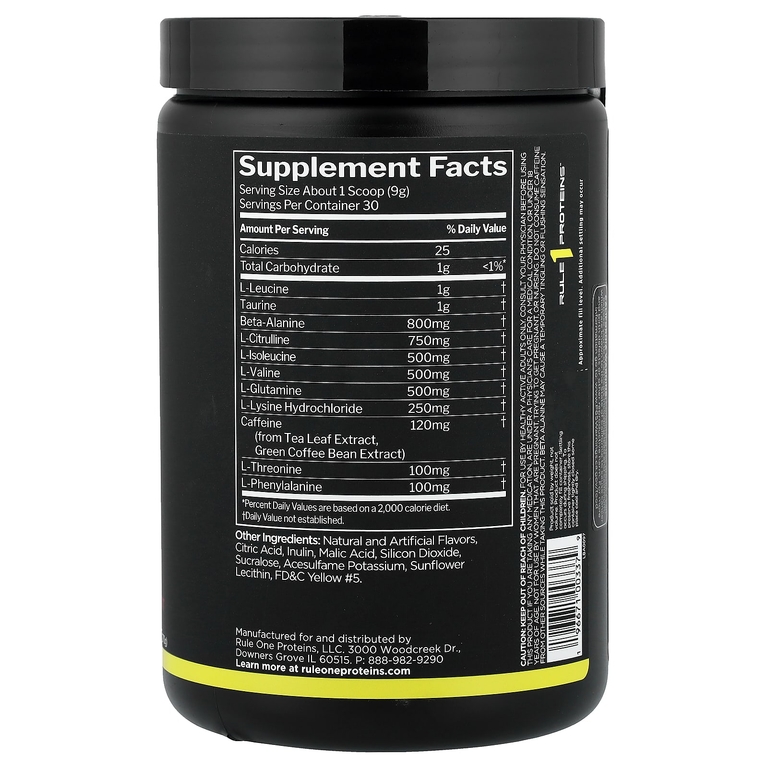 Rule One Proteins, Energized Amino, аминокислоты, ананас и маракуйя, 270 г (9,52 унции)
