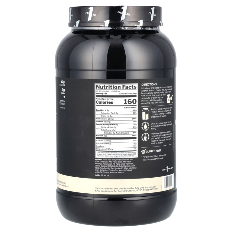 Rule One Proteins, Source7, протеиновая смесь для приготовления напитка, со вкусом ванили, 897 г (1,98 фунта) (Товар снят с продажи) 