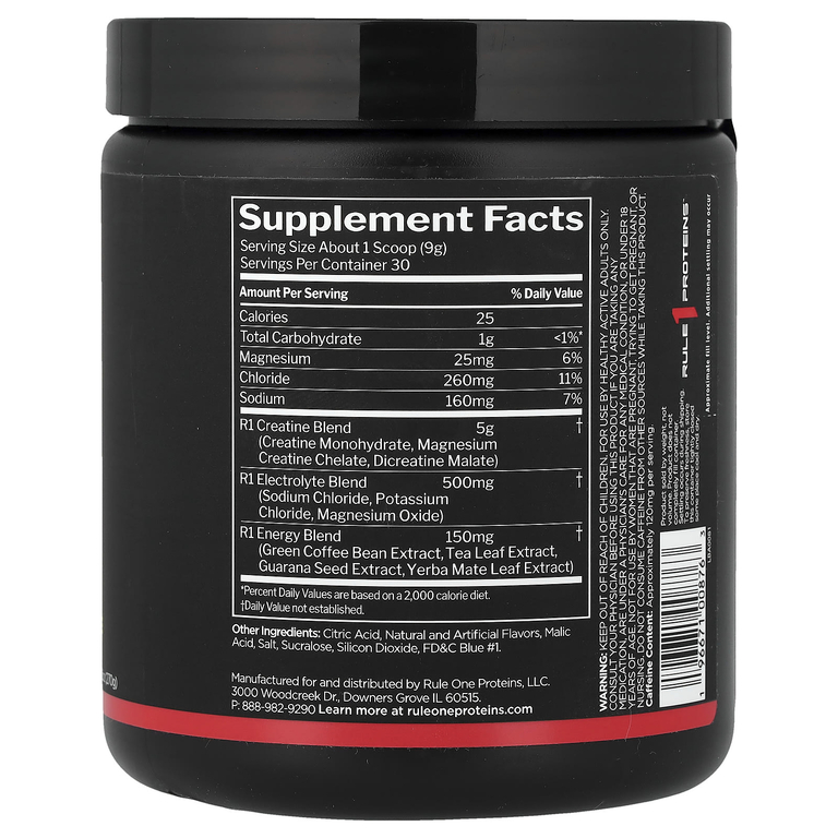 Rule One Proteins, Charged Creatine™, лимонад с голубой малиной, 270 г (9,52 унции)