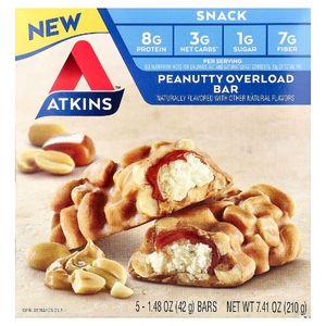 Atkins, перекус, арахисовый батончик, 5 шт. по 42 г (1,48 унции)