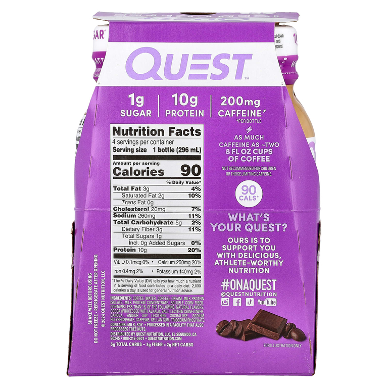 Quest Nutrition, холодный кофе, мокко латте, 4 флакона по 296 мл (10 жидк. унций)
