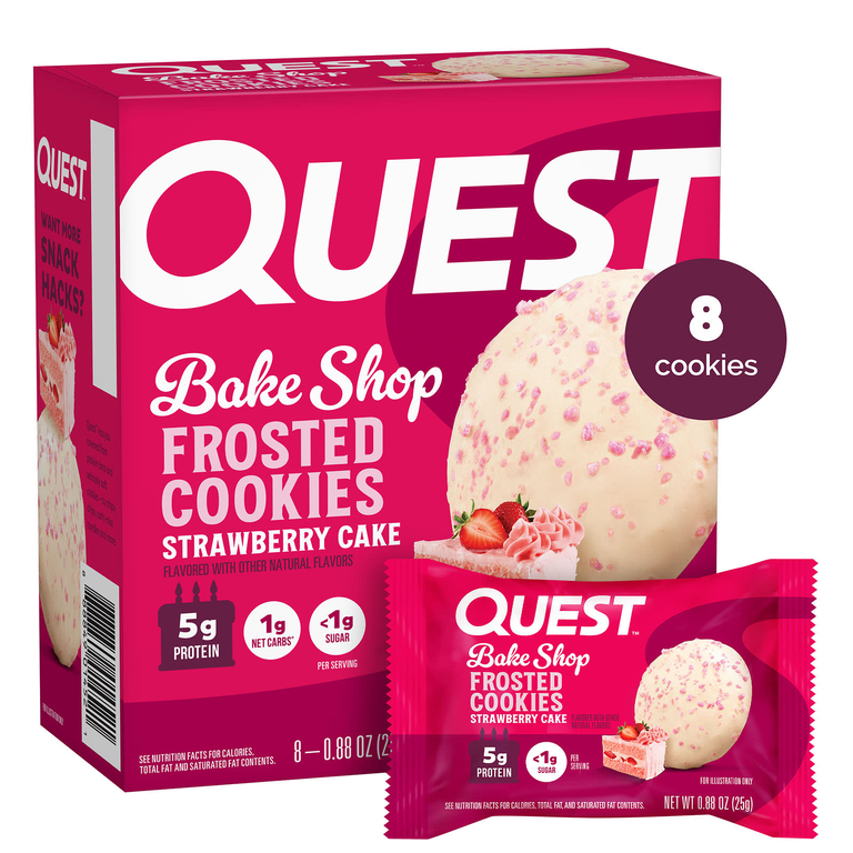 Quest Nutrition, глазированное печенье, клубничный торт, 8 шт. по 25 г (0,88 унции)