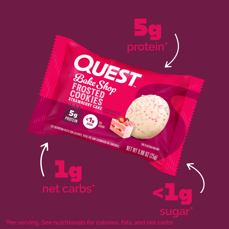 Quest Nutrition, глазированное печенье, клубничный торт, 8 шт. по 25 г (0,88 унции)
