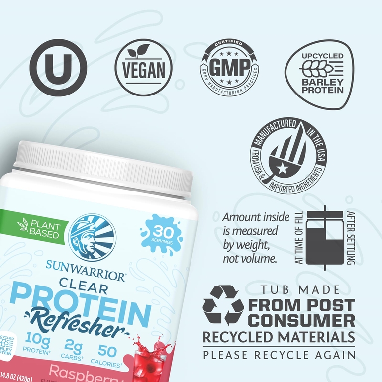 Sunwarrior, Clear Protein Refresh, малина, 420 г (14,8 унции)