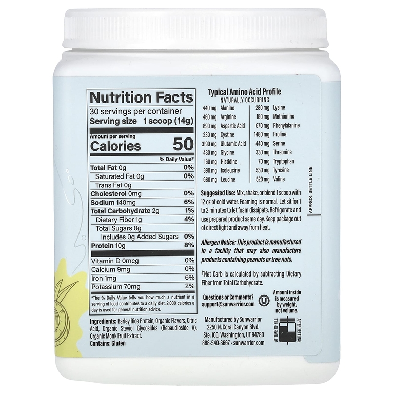 Sunwarrior, Clear Protein Refresh, ананас и кокос, 420 г (14,8 унции) (Товар снят с продажи) 