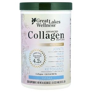 Great Lakes Wellness, улучшенные пептиды коллагена, с ванильным вкусом, 400 г (14,1 унции)