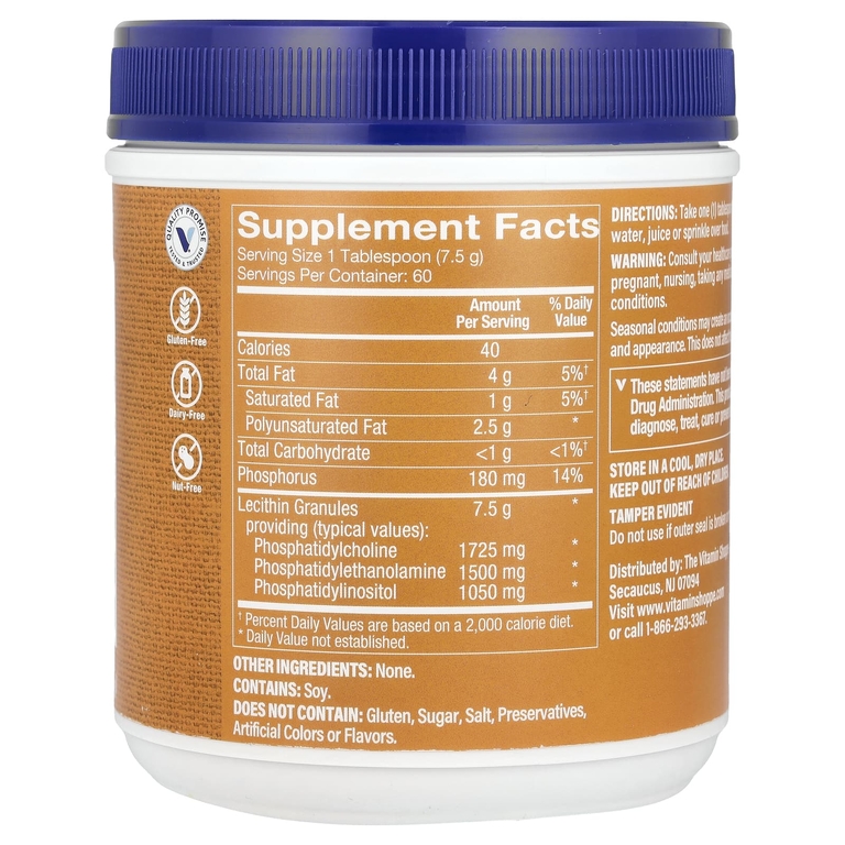 The Vitamin Shoppe, Гранулы лецитина, 454 г (16 унций)