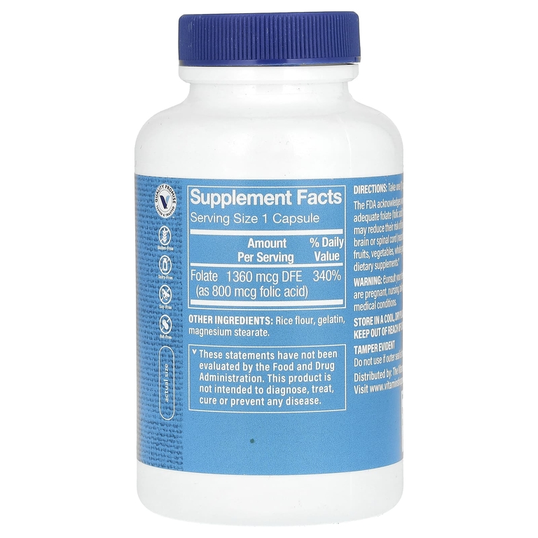 The Vitamin Shoppe, Фолиевая кислота, 800 мкг, 300 капсул