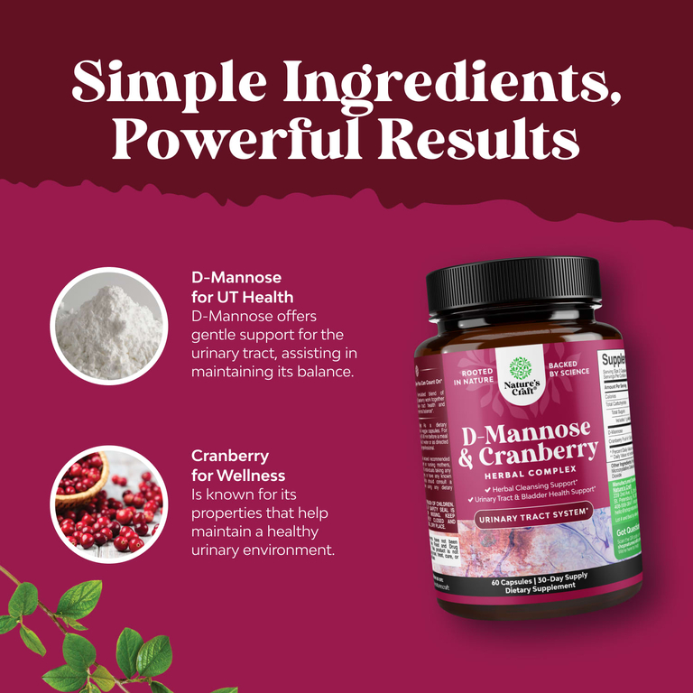 Nature's Craft, D-манноза и клюква, 60 капсул