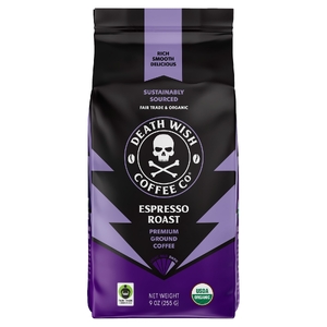 Death Wish Coffee, Молотый, обжаренный эспрессо, 255 г (9 унций)
