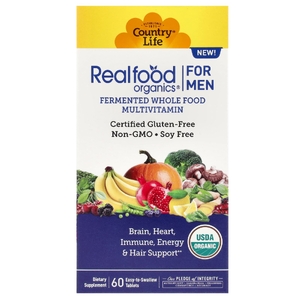 Country Life, Realfood Organics, мультивитамины для мужчин, 60 таблеток, которые легко глотать