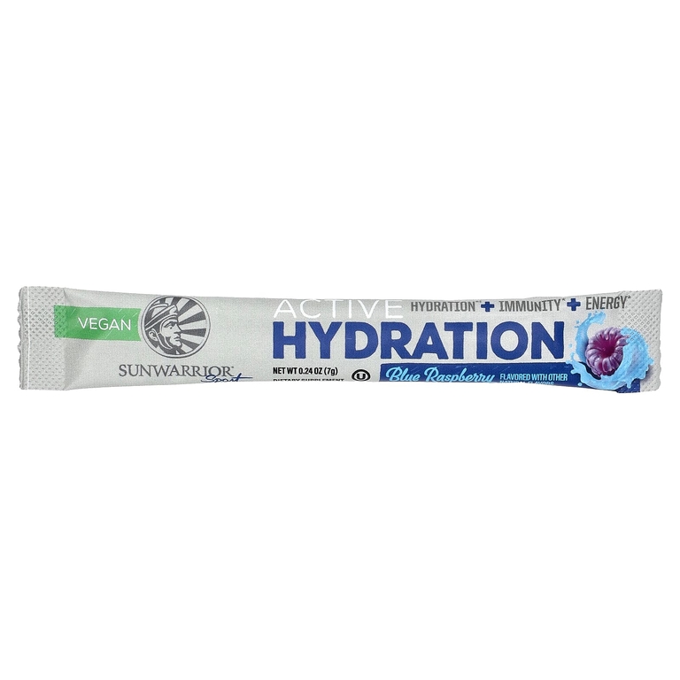 Sunwarrior, Sport, активное увлажнение, голубая малина, 18 пакетиков по 7 г (0,24 унции)