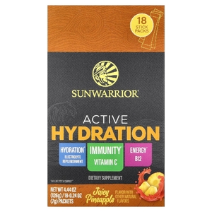 Sunwarrior, Sport, активное увлажнение, сочный ананас, 18 пакетиков по 7 г (0,24 унции)
