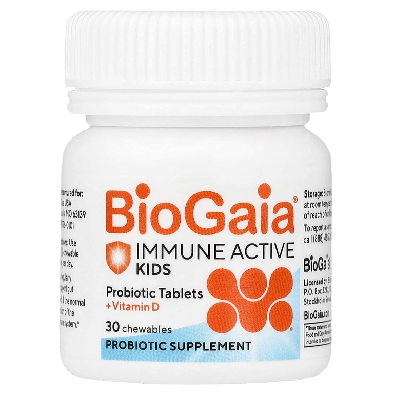 BioGaia, Protectis Kids, Immune Active, вкус апельсина, 30 жевательных таблеток с пробиотиками