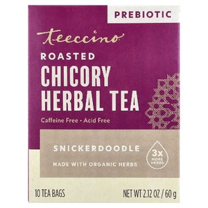 Teeccino, Snickerdoodle, травяной чай из обжаренного цикория с пребиотиком, без кофеина, 10 чайных пакетиков, 60 г (2,12 унции)