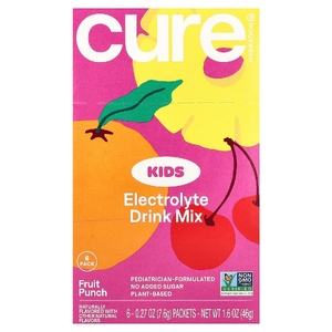 Cure Hydration, Kids, смесь для напитков с электролитами, фруктовый пунш, 6 пакетиков по 7,6 г (0,27 унции)