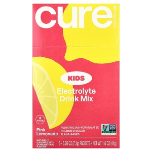 Cure Hydration, Kids, смесь для приготовления электролитов, розовый лимонад, 6 пакетиков по 7,3 г (0,26 унции)