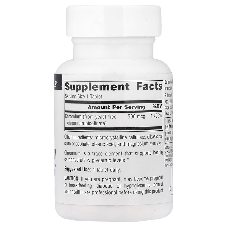 Source Naturals, пиколинат хрома, 500 мкг, 120 таблеток