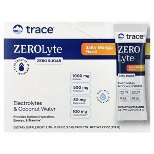 Trace, TM Sport, ZEROLyte, смесь для приготовления электролитического напитка, со вкусом соленого манго, 30 пакетиков по 7,3 г (0,26 унции)