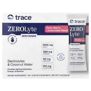 Trace, ZEROLyte, электролит и кокосовая вода, со вкусом лимонада с солеными ягодами, 30 пакетиков по 7 г (0,25 унции)