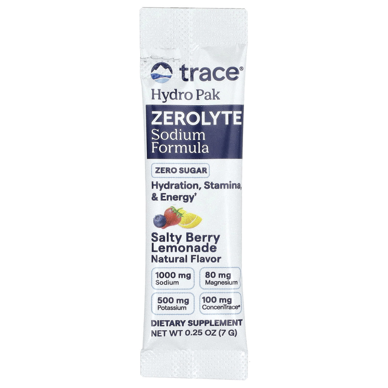 Trace, ZEROLyte, электролит и кокосовая вода, со вкусом лимонада с солеными ягодами, 30 пакетиков по 7 г (0,25 унции)