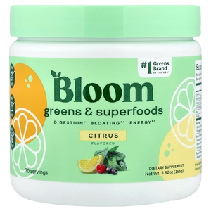 Bloom, Greens & Superfoods, со вкусом цитруса, 165 г (5,82 унции)