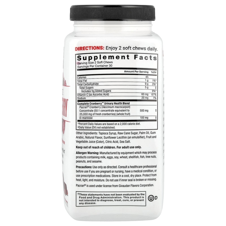 Force Factor, Complete Cranberry ™, сладкая клюква, 60 жевательных таблеток