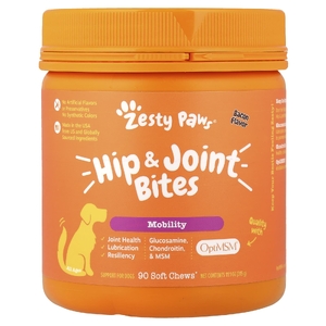 Zesty Paws, Прикусывание бедер и суставов, для собак, для всех возрастов, бекон, 90 жевательных таблеток, 315 г (11,1 унции)