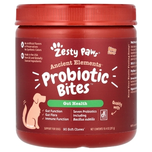 Zesty Paws, Ancient Elements, Probiotic Bites, для собак, для всех возрастов, зубры, 90 жевательных таблеток, 297 г (10,4 унции) (Товар снят с продажи) 