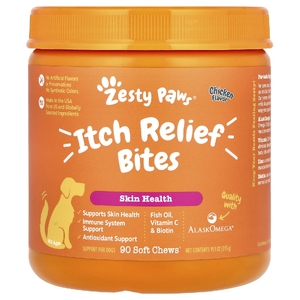 Zesty Paws, Средство от зуда, для собак, для всех возрастов, курица, 90 жевательных таблеток, 315 г (11,1 унции)