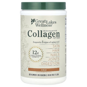 Great Lakes Wellness, Пептиды бычьего коллагена от травяного откорма, чай, 284 г (10 унций)