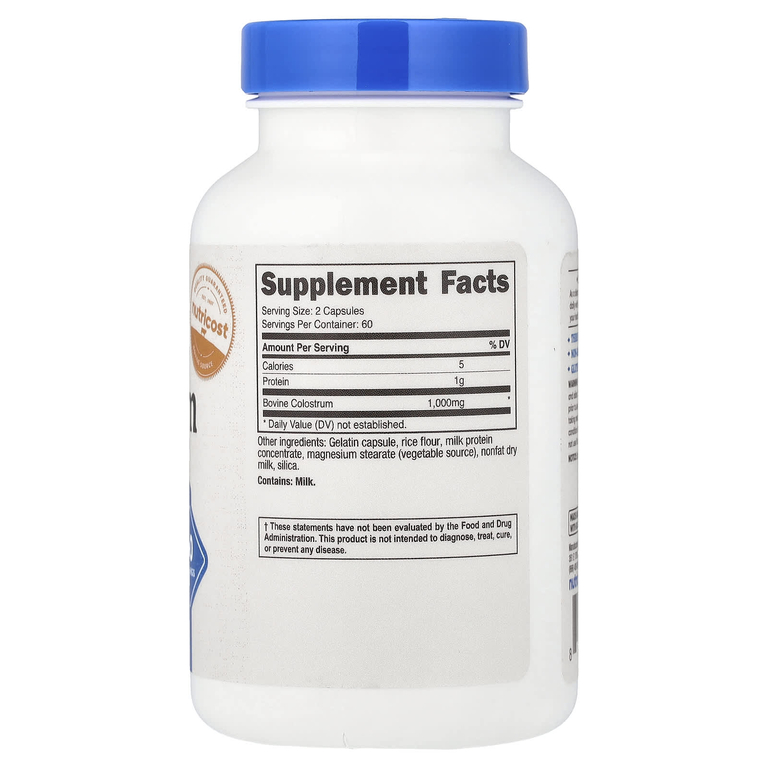 Nutricost, Молозиво, 120 капсул (500 мг на капсулу)