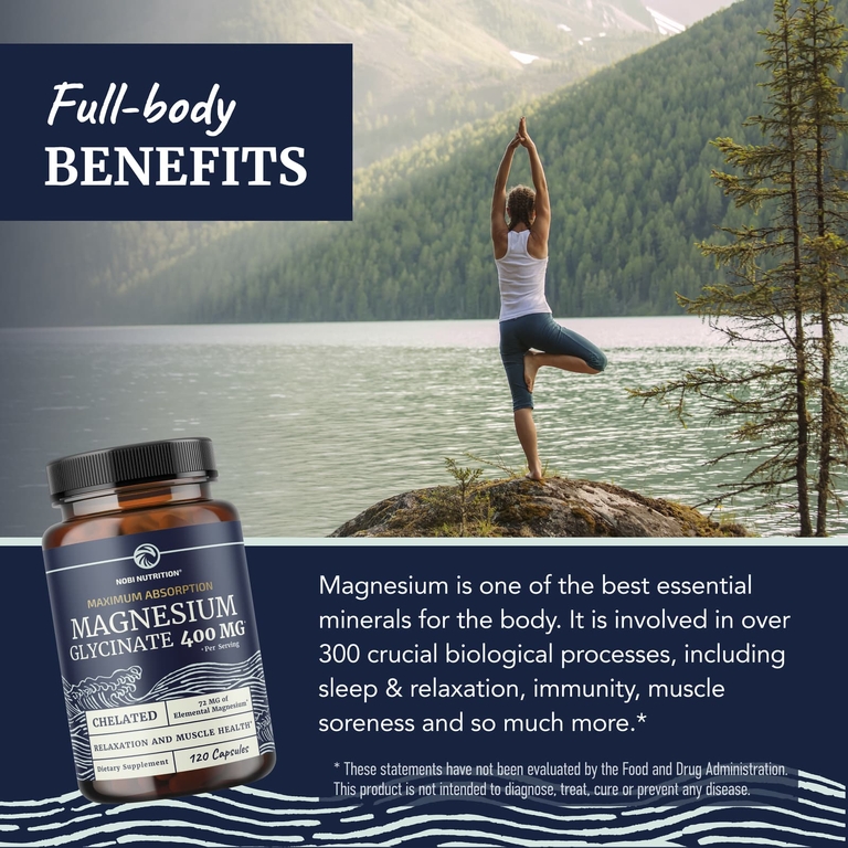 Nobi Nutrition, Глицинат магния, максимальное усвоение, 120 капсул (200 мг на капсулу)