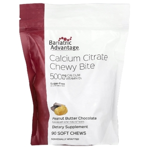 Bariatric Advantage, Chewy Bite, цитрат кальция, без сахара, с арахисовым маслом и шоколадом, 90 жевательных таблеток (Товар снят с продажи) 