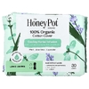 The Honey Pot Company, 100% органический хлопковый чехол, охлаждающий травяной настой, длинные вкладыши, 30 шт.