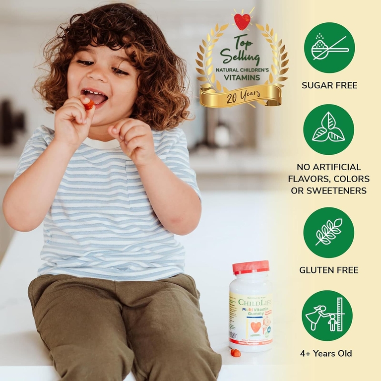 ChildLife Essentials, Мультивитаминные жевательные мармеладки, без сахара, натуральная клубника и лимон, 90 жевательных таблеток