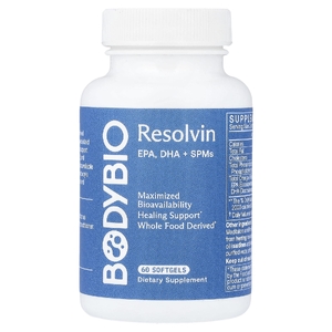 BodyBio, Resolvin, ЭПК, ДГК и СПМ, 60 капсул