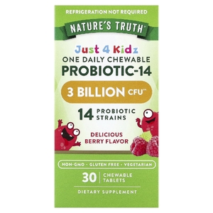 Nature's Truth, Just 4 Kidz, одна жевательная таблетка с пробиотиком-14, вкус ягод, 30 жевательных таблеток