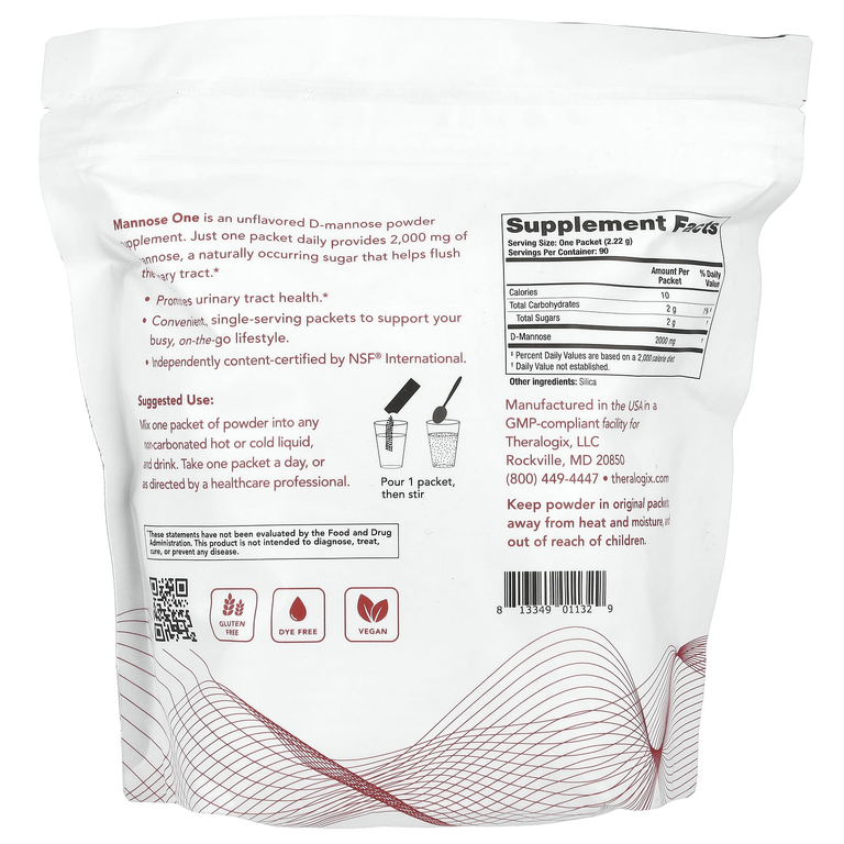 Theralogix, Манноза 1, 90 пакетиков (2,22 г) каждый (Товар снят с продажи) 
