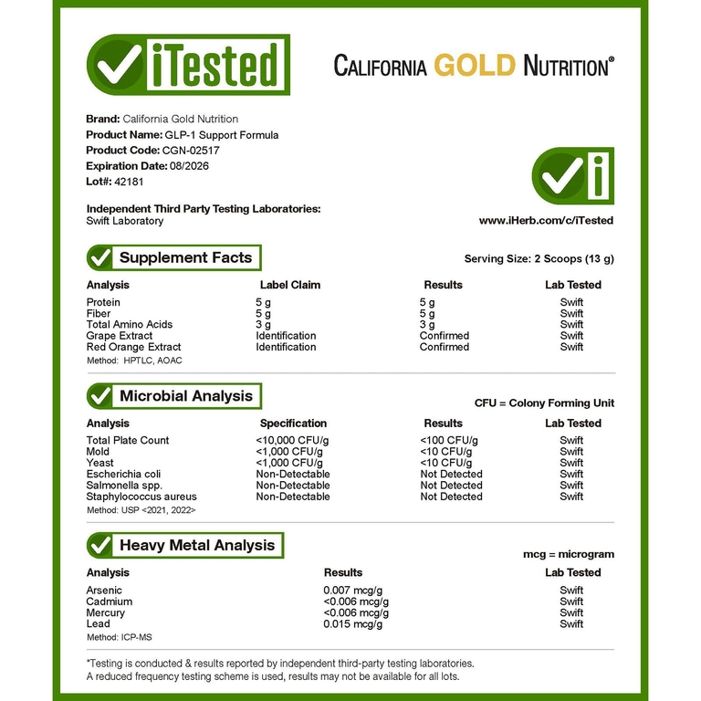 California Gold Nutrition, добавка для поддержания уровня ГПП-1 с пептидами коллагена, пребиотической клетчаткой и незаменимыми аминокислотами, с нейтральным вкусом, 410 г (14,46 унции)