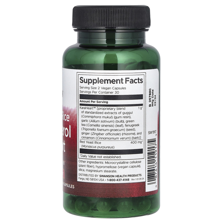 Swanson Vitamins, Поддержка холестерина из красного дрожжевого риса, 60 веганских капсул